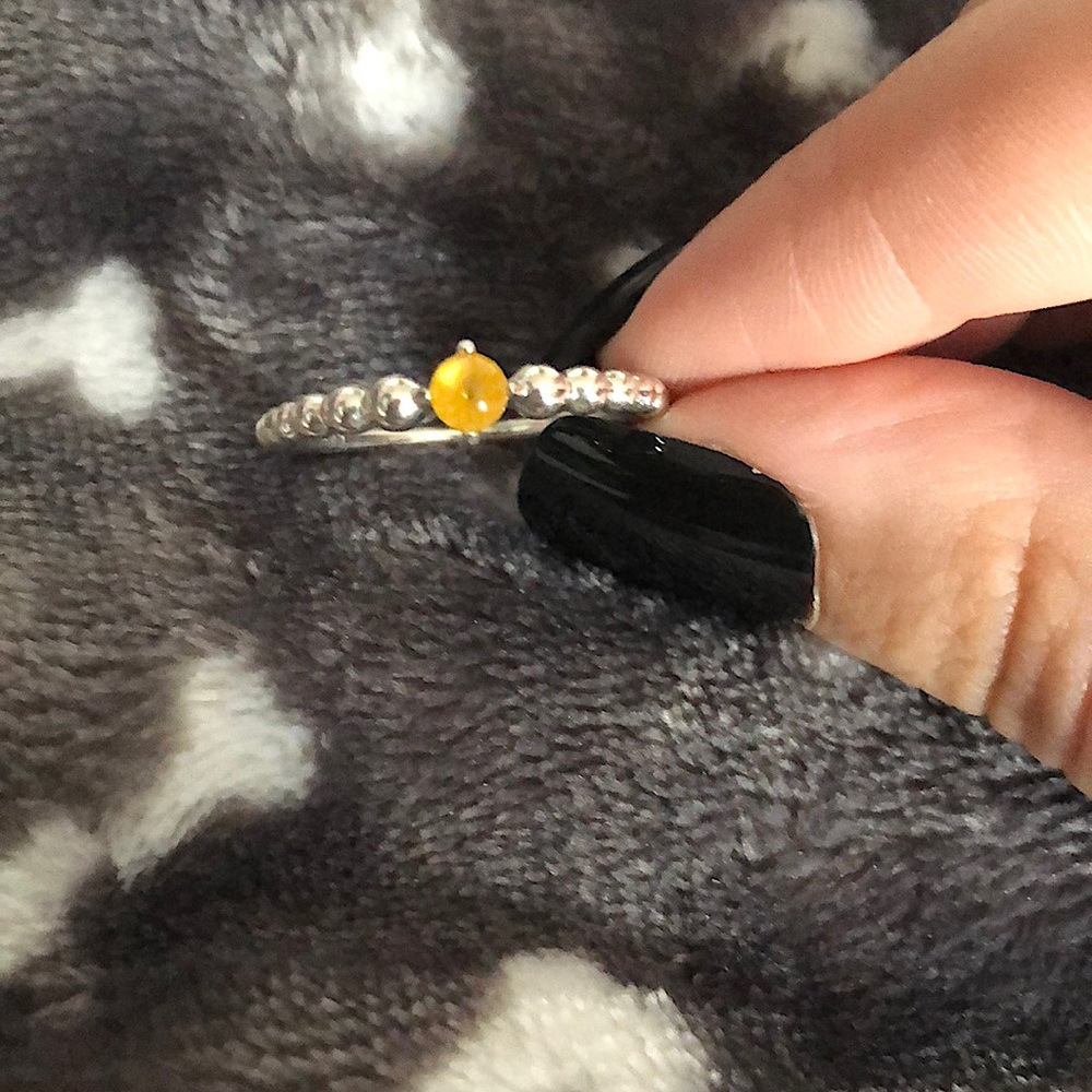 Retired Pandora “November Honey Beaded” birthstone ring